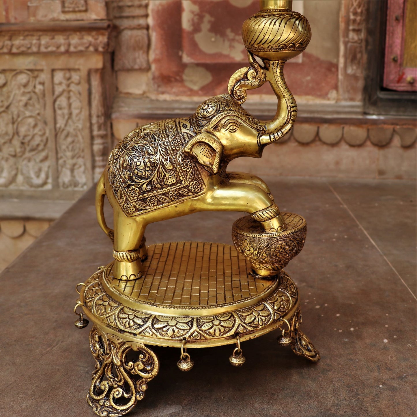 Brass Decorative Elephant with Oil Lamp 23"