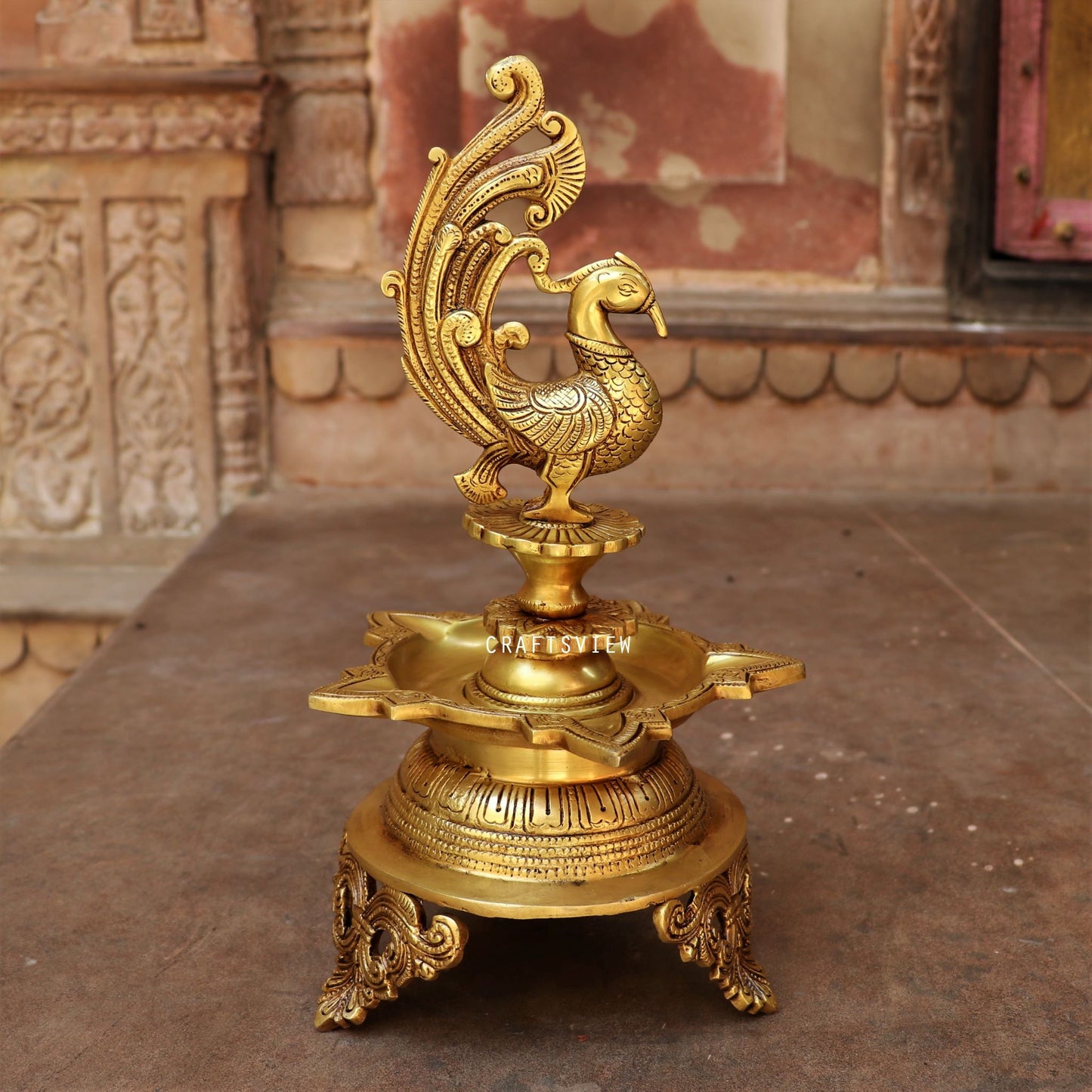 Brass Oil Lamp Decor Beautiful Peacock Lamp