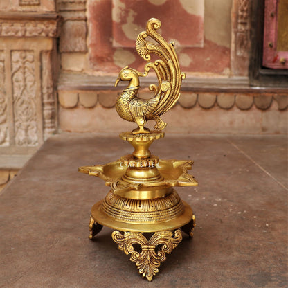 Brass Oil Lamp Decor Beautiful Peacock Lamp