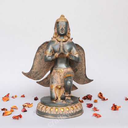 Brass Garuda Idol Sitting on Base