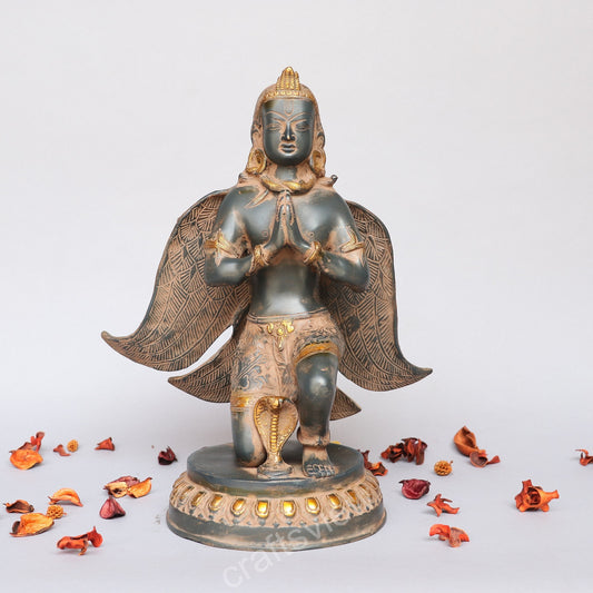 Brass Garuda Idol Sitting on Base