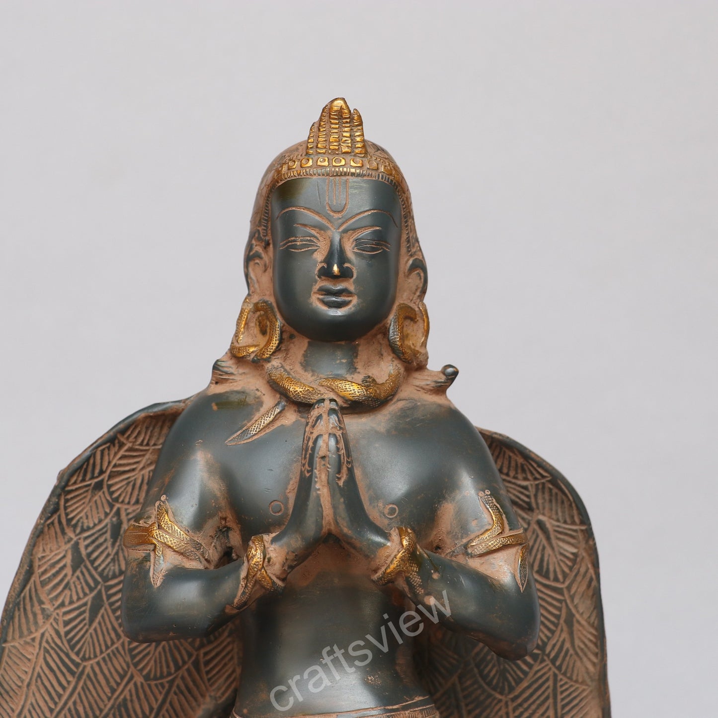 Brass Garuda Idol Sitting on Base