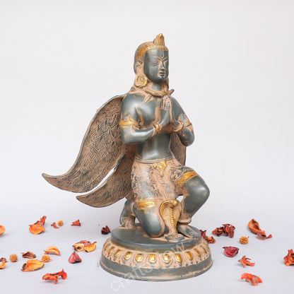 Brass Garuda Idol Sitting on Base