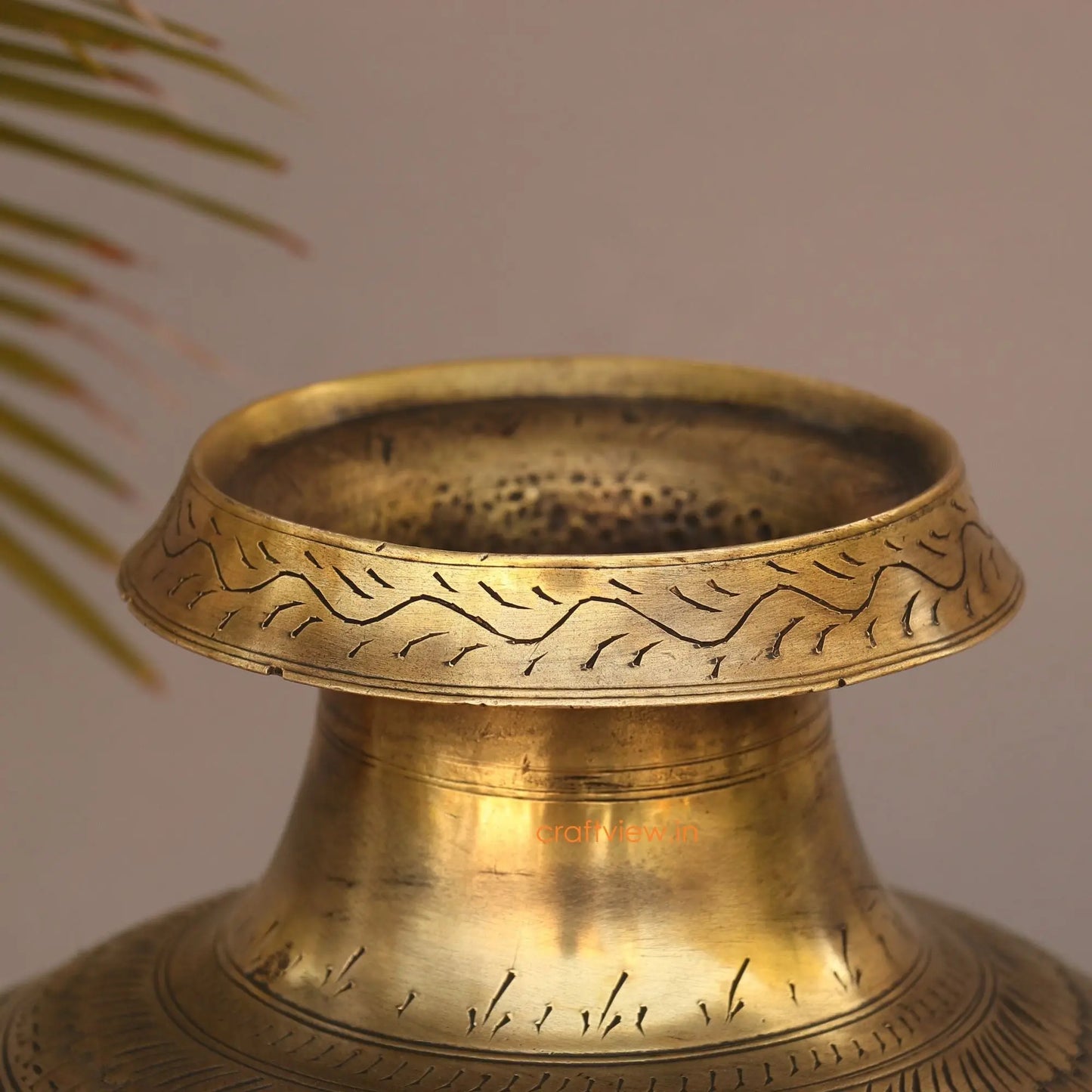 Brass Vintage Carved Planter 13"