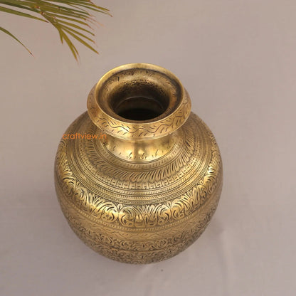 Brass Vintage Carved Planter 13"