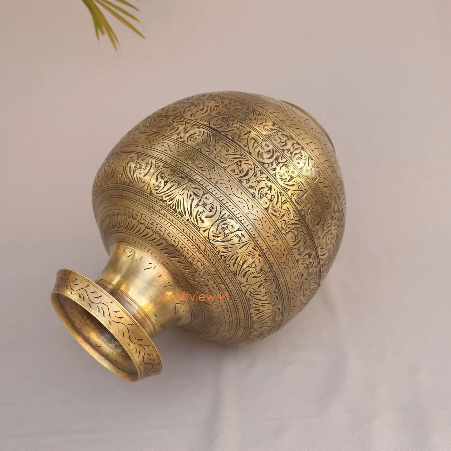 Brass Vintage Carved Planter 13"