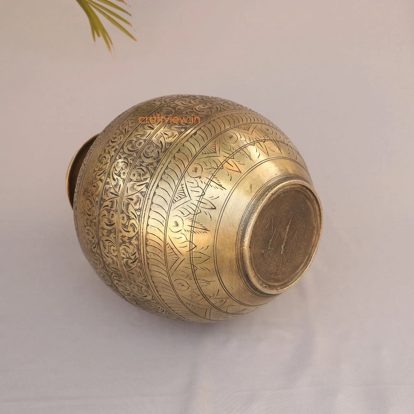 Brass Vintage Carved Planter 13"