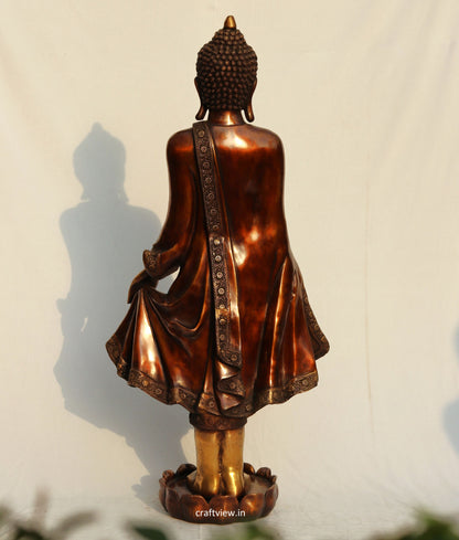 Brass standing Buddha Sculpture 42"