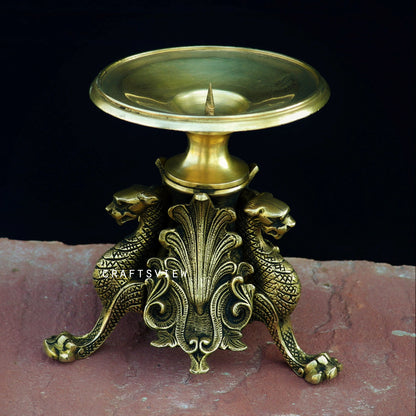 Brass Decor Candle Stand Figurine 7"