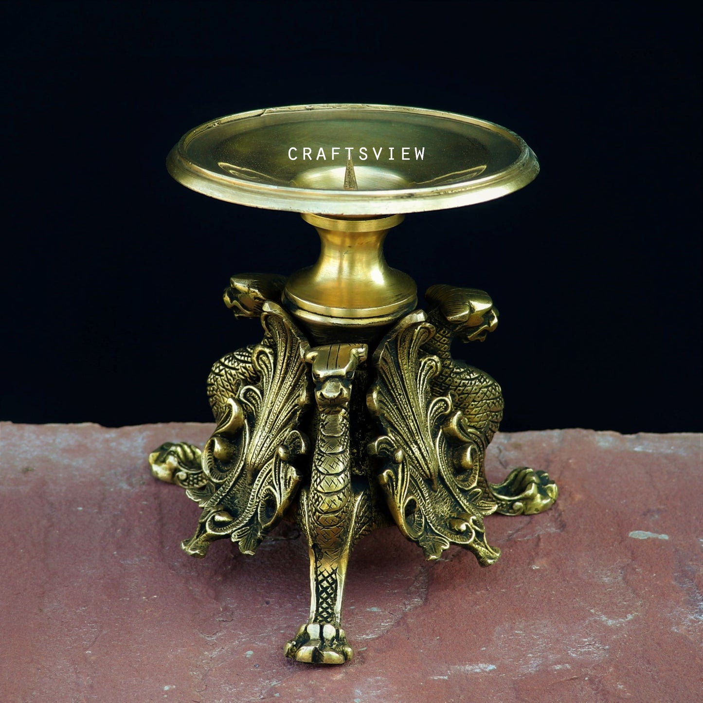 Brass Decor Candle Stand Figurine 7"