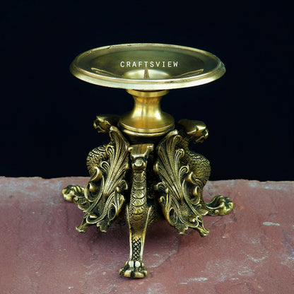 Brass Decor Candle Stand Figurine 7"