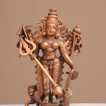 Pure Copper Mahisasur Mardini Durga Idol | Fine Craft | 16 CM Craftsview