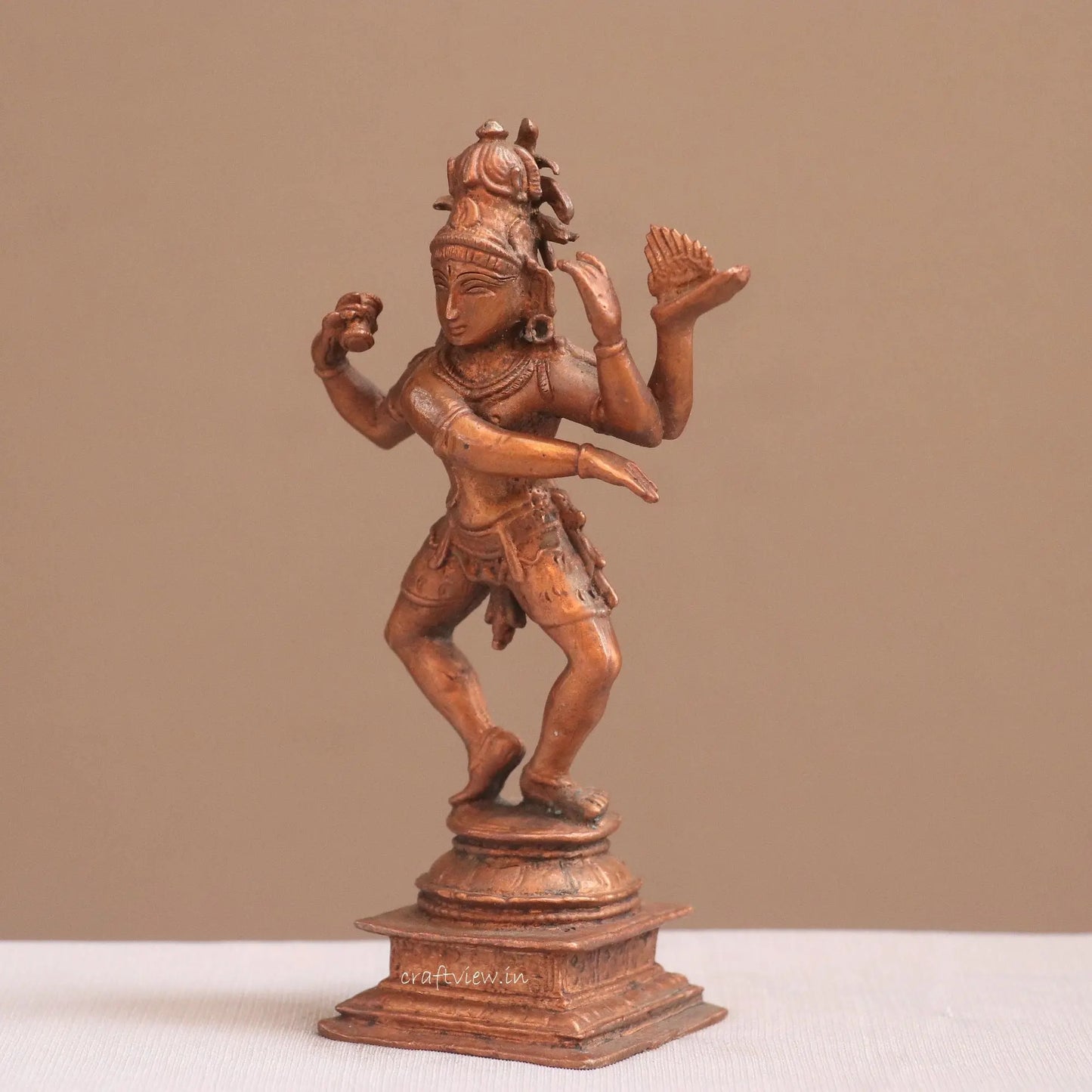 Pure Copper Natraj Lord Shiva Idol | Fine Craft | 15 CM Craftsview