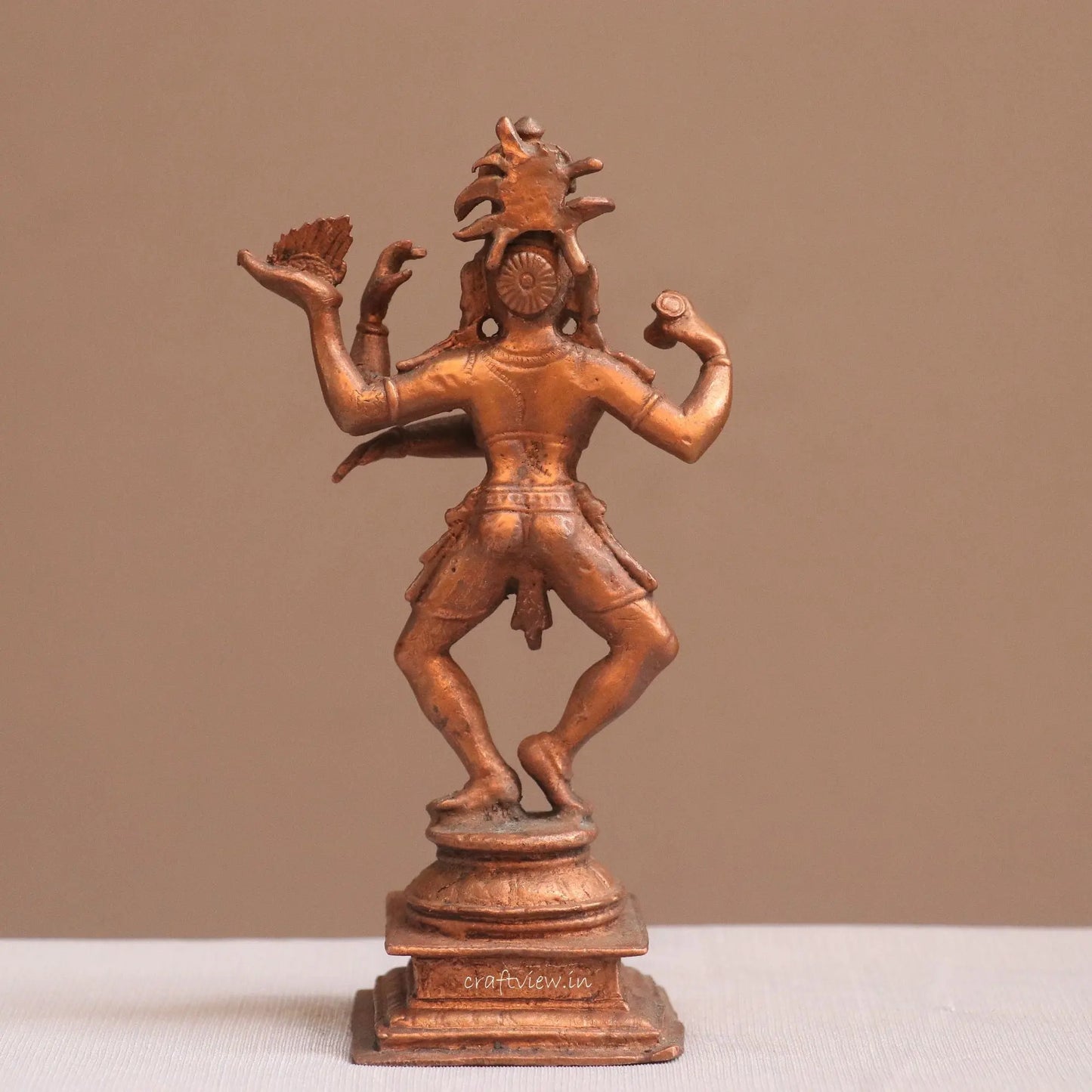 Pure Copper Natraj Lord Shiva Idol | Fine Craft | 15 CM Craftsview