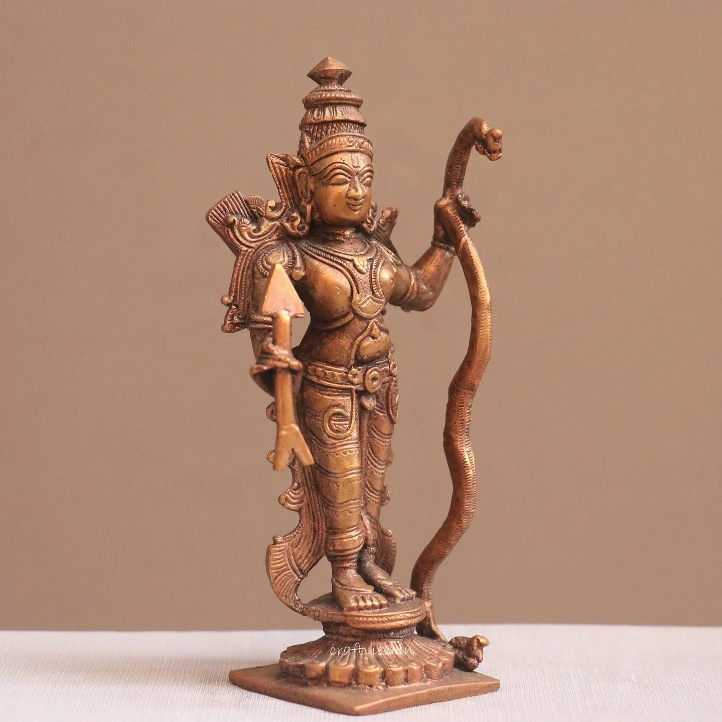 Pure Copper Lord Rama Idol | Fine Craft | 17 CM Craftsview