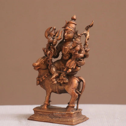 Pure Copper Shiva Gauri on Nandi Pradosh Idol | Fine Craft | 11 CM Craftsview