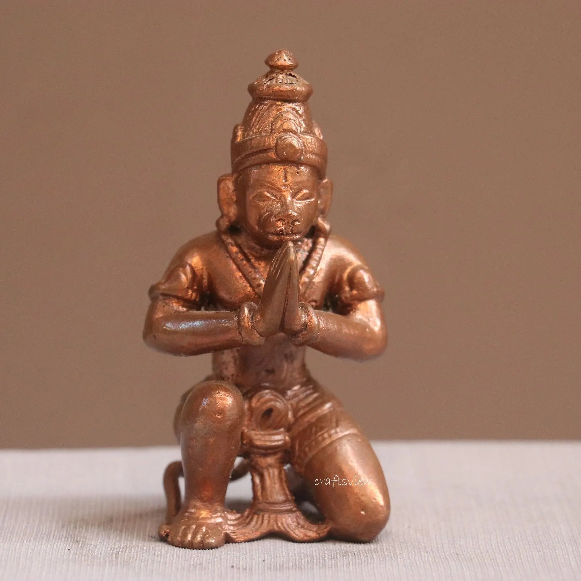 Pure Copper Hanuman Idol | Fine Craft | 9 CM Craftsview