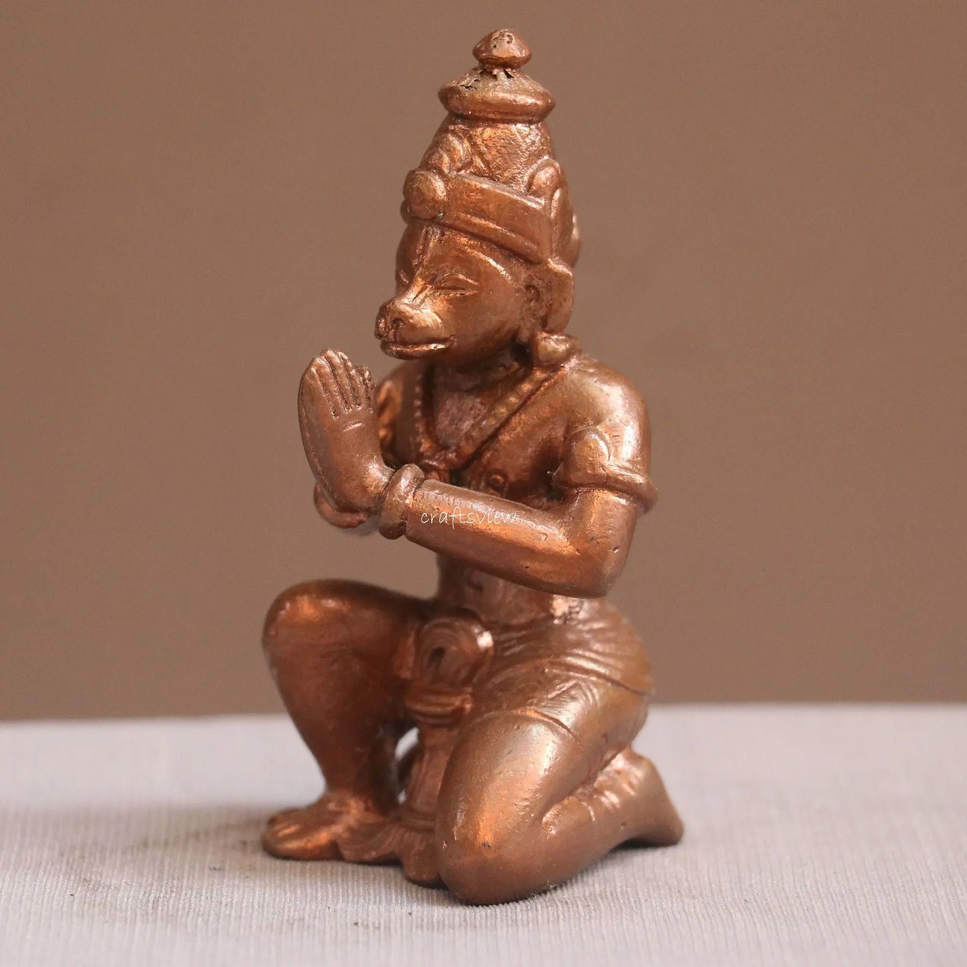 Pure Copper Hanuman Idol | Fine Craft | 9 CM Craftsview