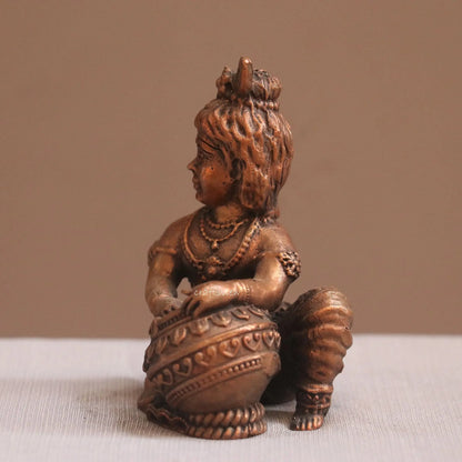 Pure Copper Makhan Chor Bal Gopal Idol | Fine Craft | 9 CM Craftsview