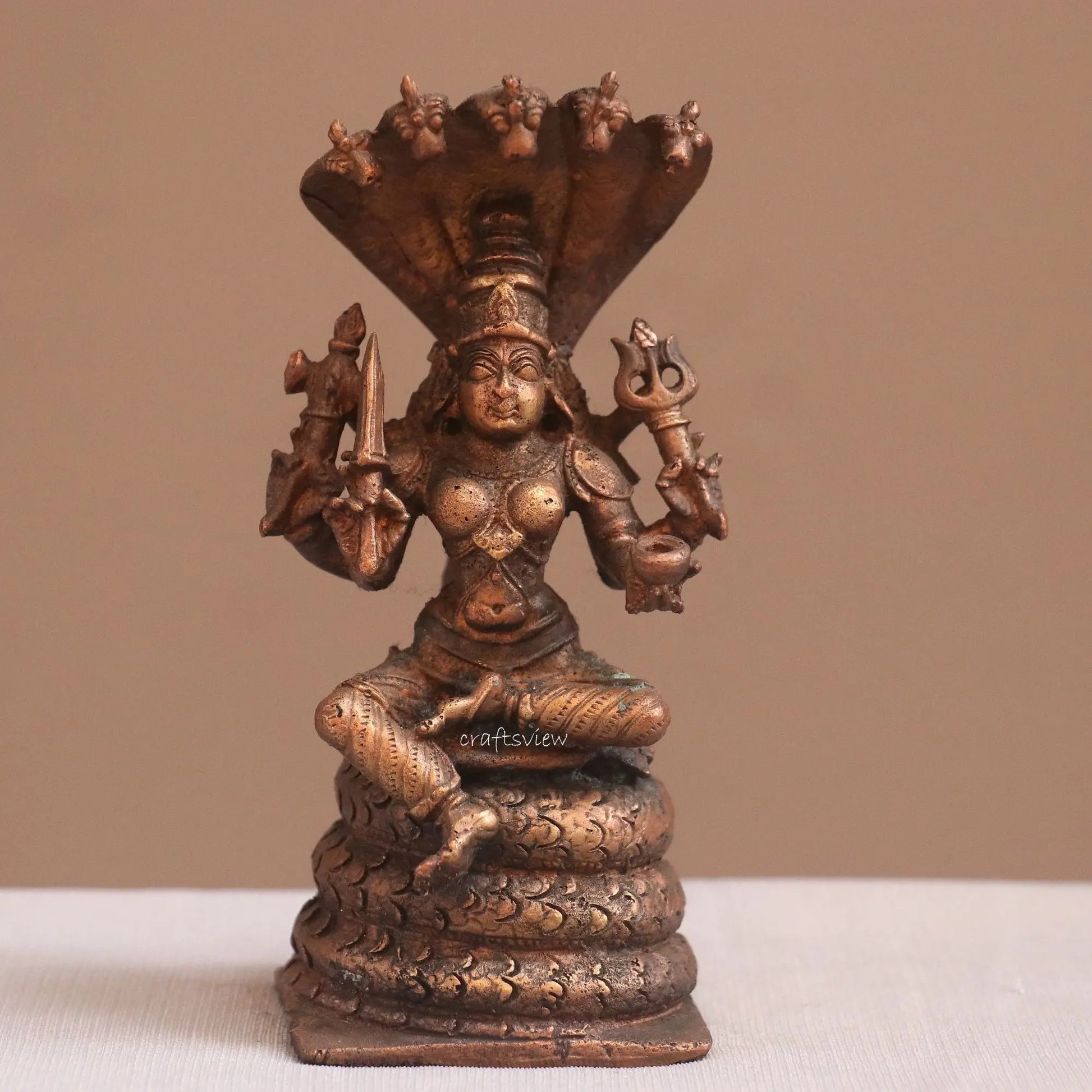 Pure Copper Durga Idol | Fine Craft | 13 CM Craftsview