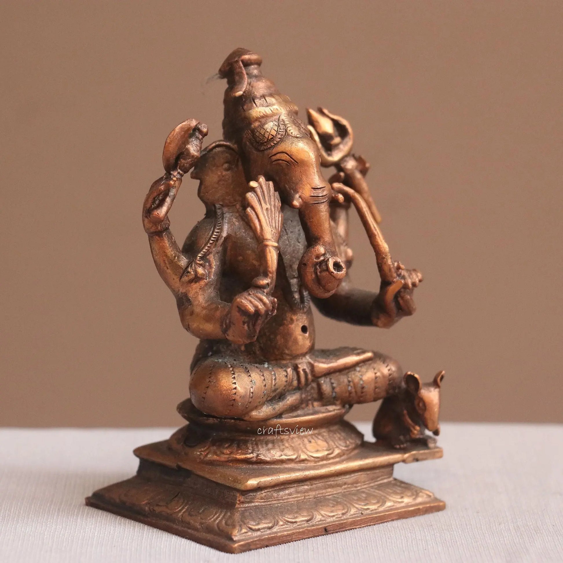 Pure Copper Ganapati Idol | Fine Craft | 10 CM Craftsview