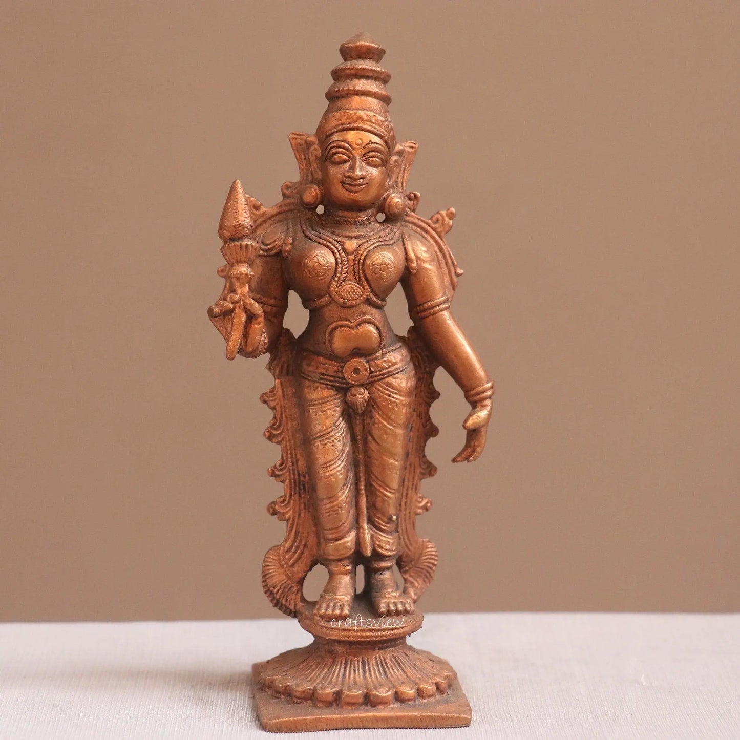 Pure Copper Parvati Idol | Fine Craft | 11 CM Craftsview