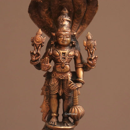 Pure Copper Standing Vishnu Idol | Fine Craft | 16 CM Craftsview