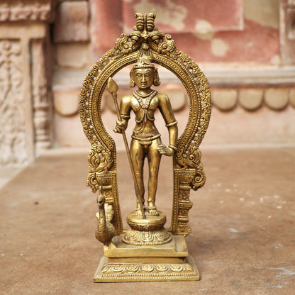 Brass Murgan Statue With Prabhavali