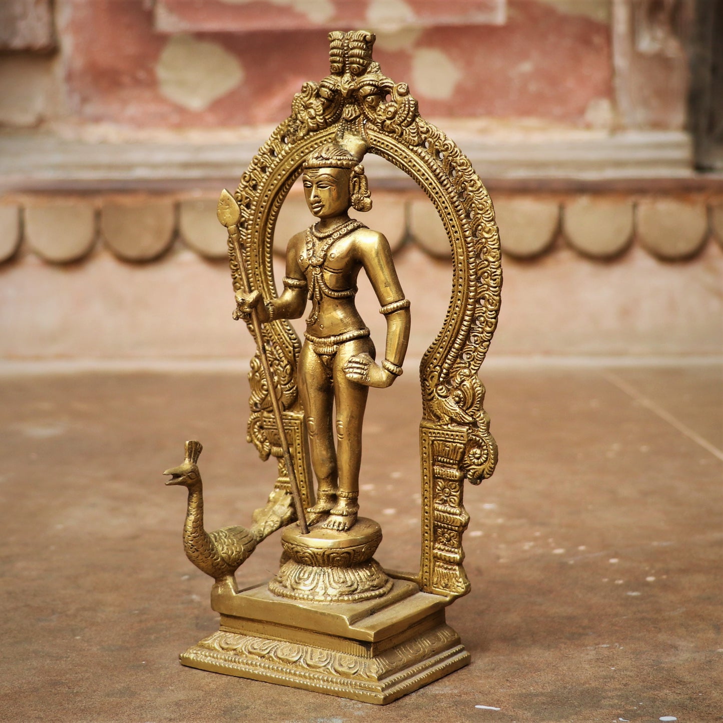 Brass Murgan Statue With Prabhavali