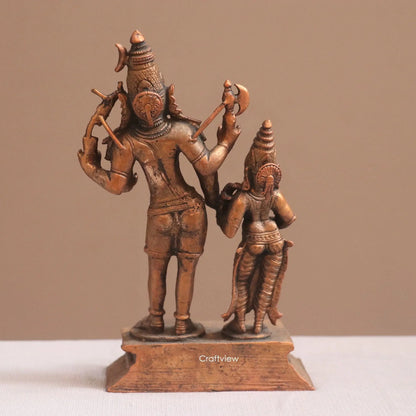 Pure Copper Shiva Gauri on Nandi Pradosh Idol | Fine Craft | 17 CM Craftsview