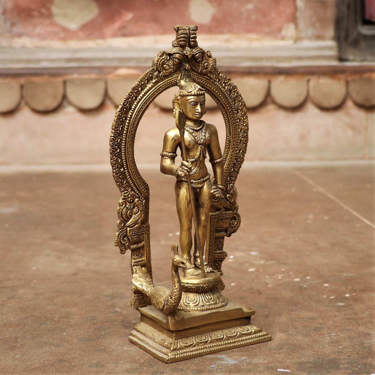 Brass Murgan Statue With Prabhavali