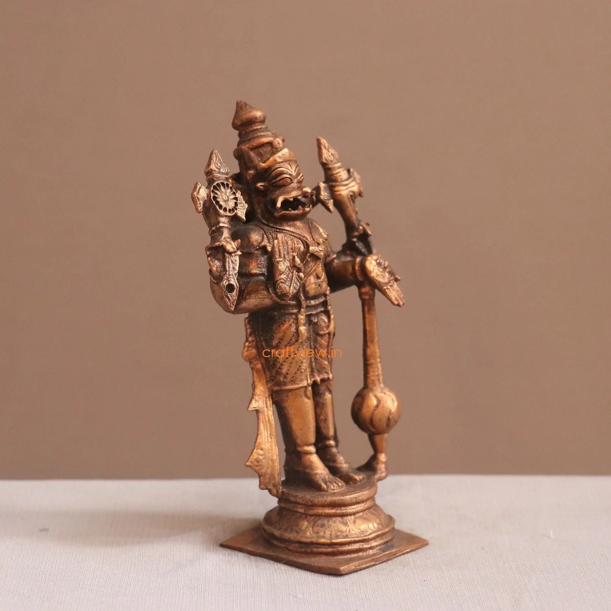 Pure Copper Narsimha Idol | Fine Craft | 14 CM Craftsview