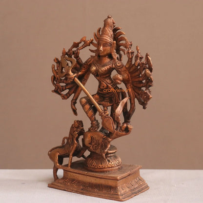 Pure Copper Mahisasur Mardini Durga Idol | Fine Craft | 19 CM - Craftview