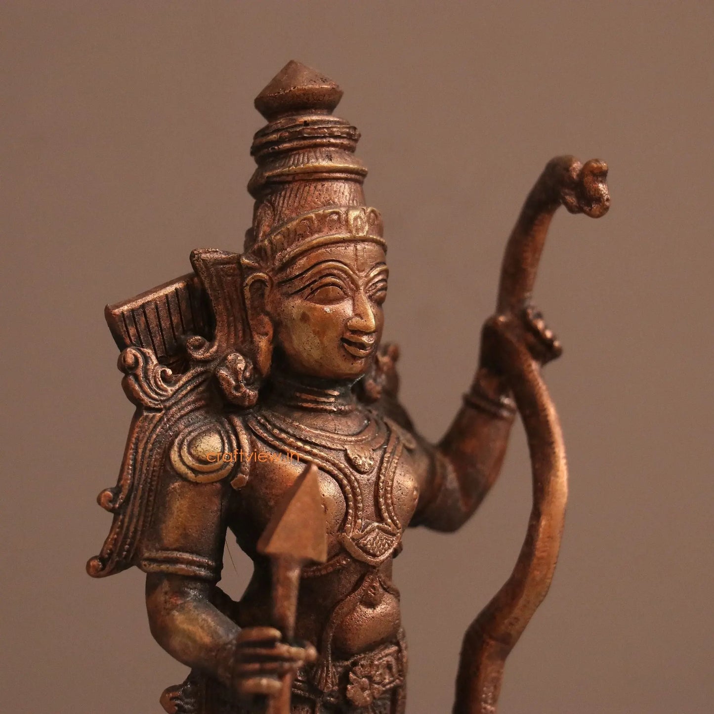 Pure Copper Lord Rama Idol | Fine Craft | 15 CM Craftsview