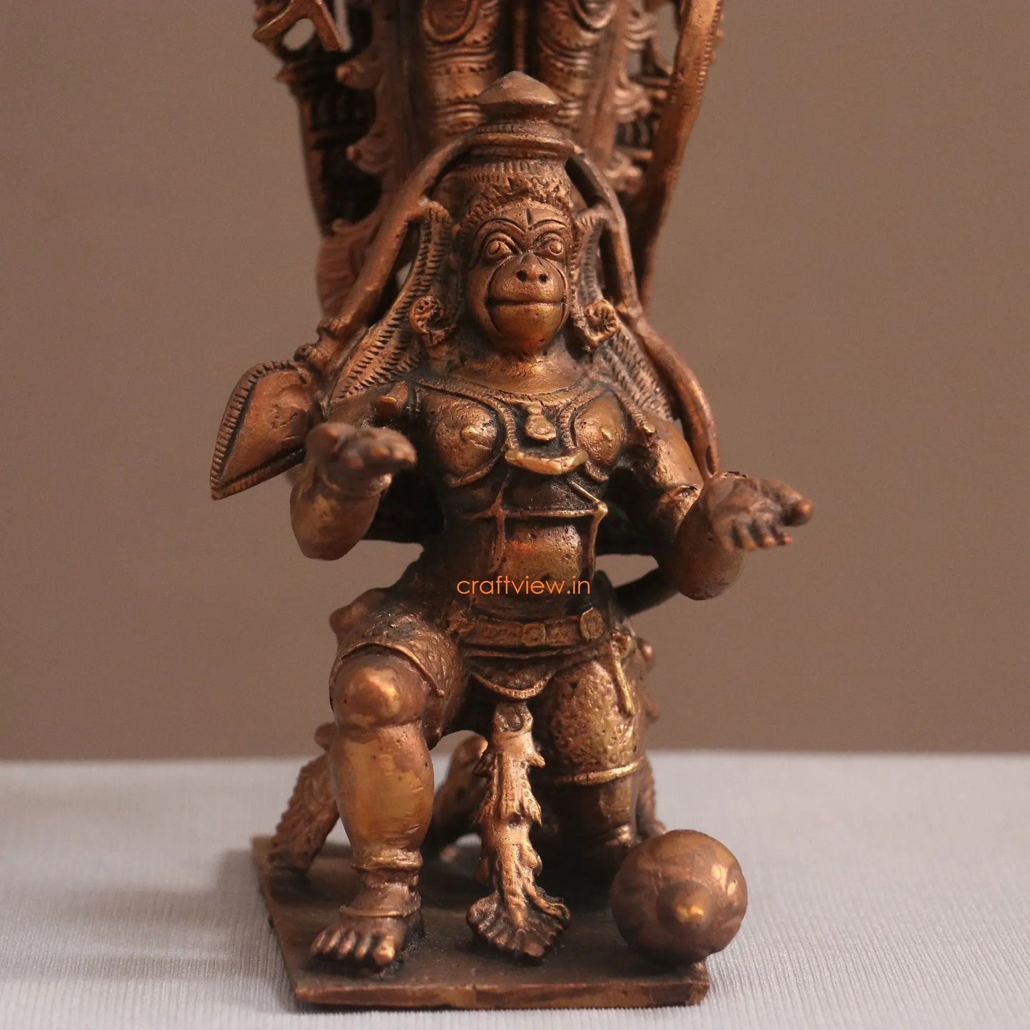 Pure Copper Lord Rama With Hanuman Idol | Fine Craft | 21 CM - Craftview