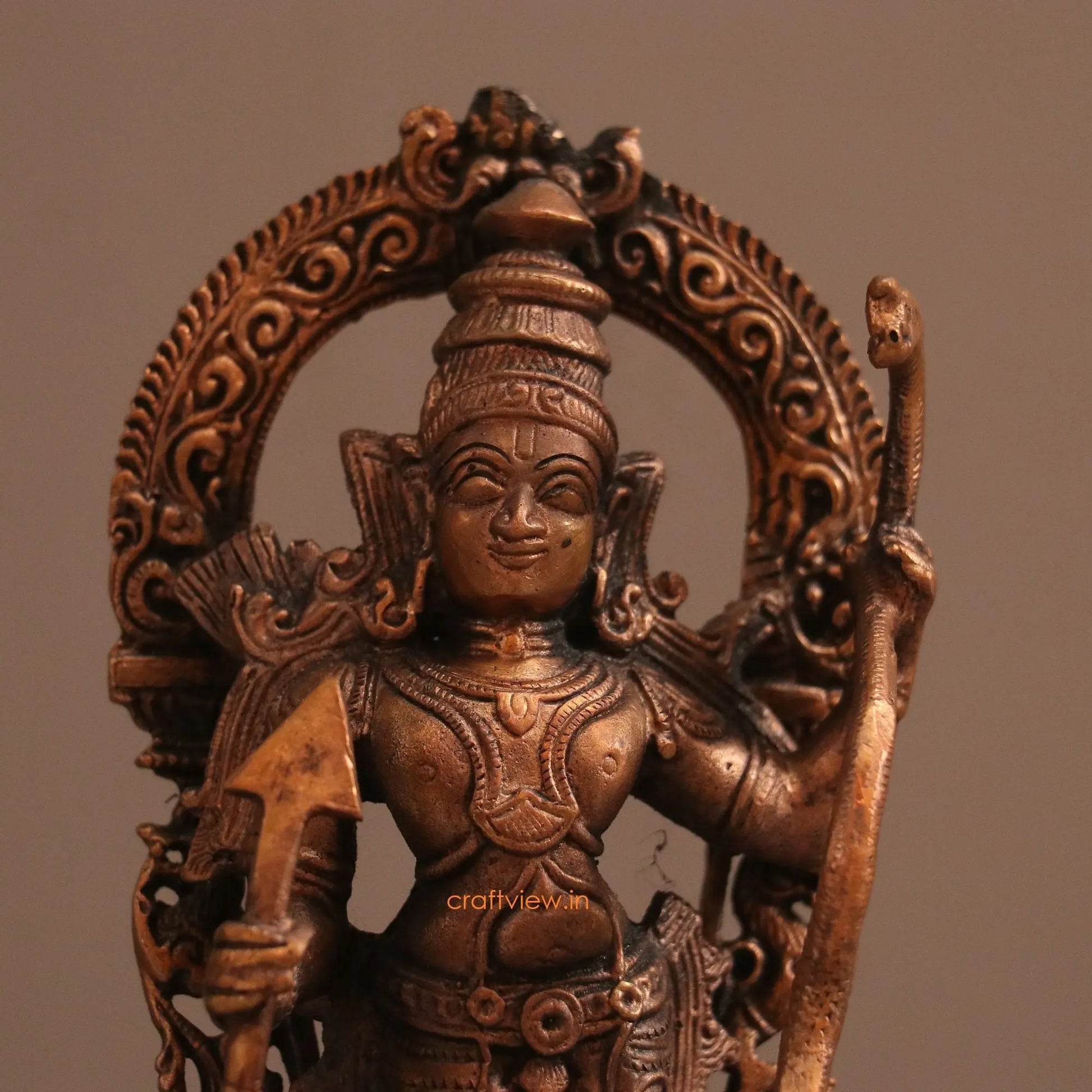 Pure Copper Lord Rama With Hanuman Idol | Fine Craft | 21 CM - Craftview