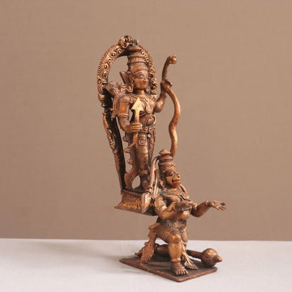 Pure Copper Lord Rama With Hanuman Idol | Fine Craft | 21 CM - Craftview