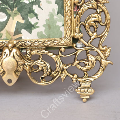 Vintage Brass Photo Frame Scroll Memories