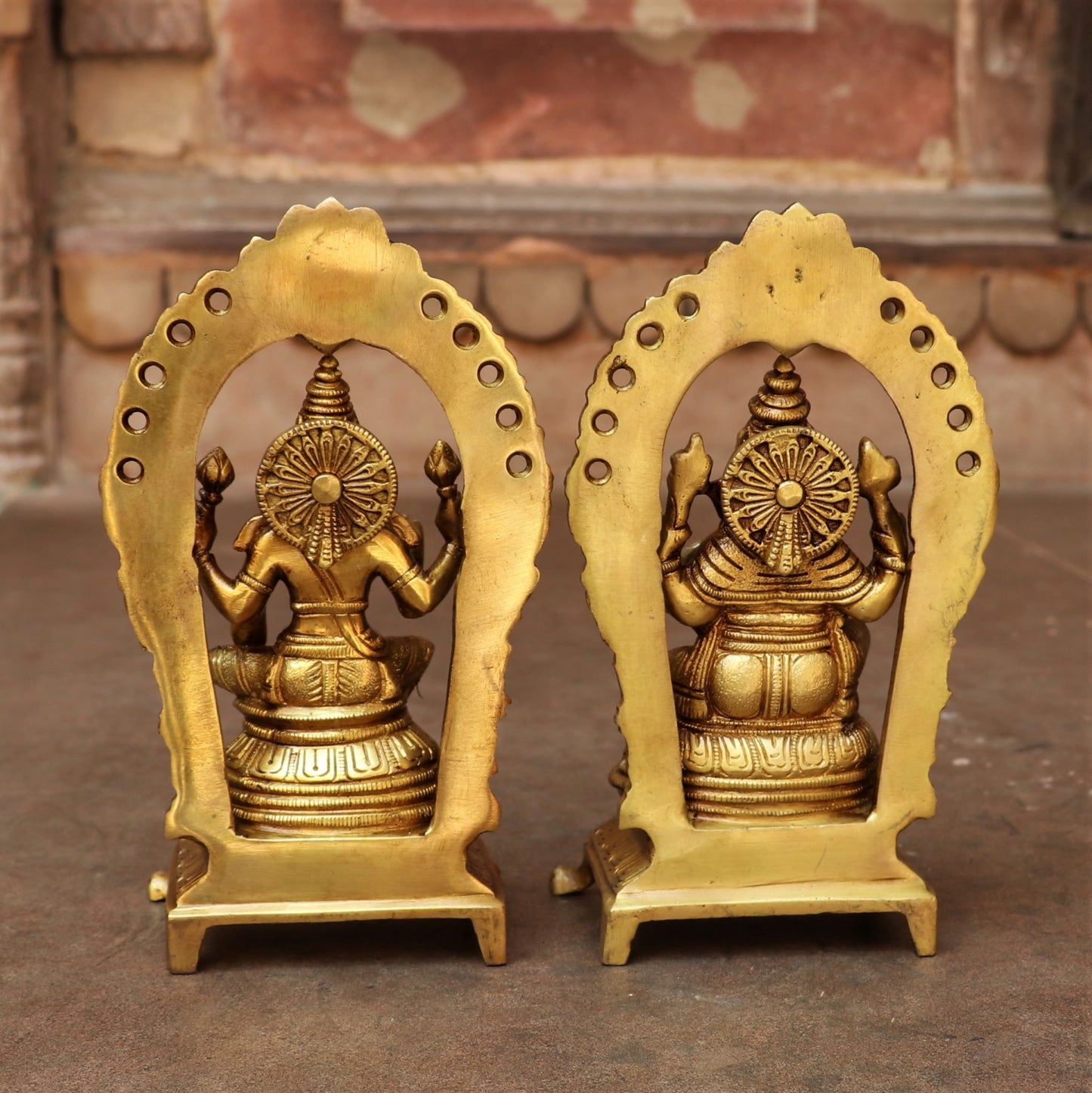 Brass Ganesha Lakshmi Statue 8.5"