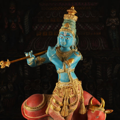 Craftview Lord Krishna With Cow Standing on Base