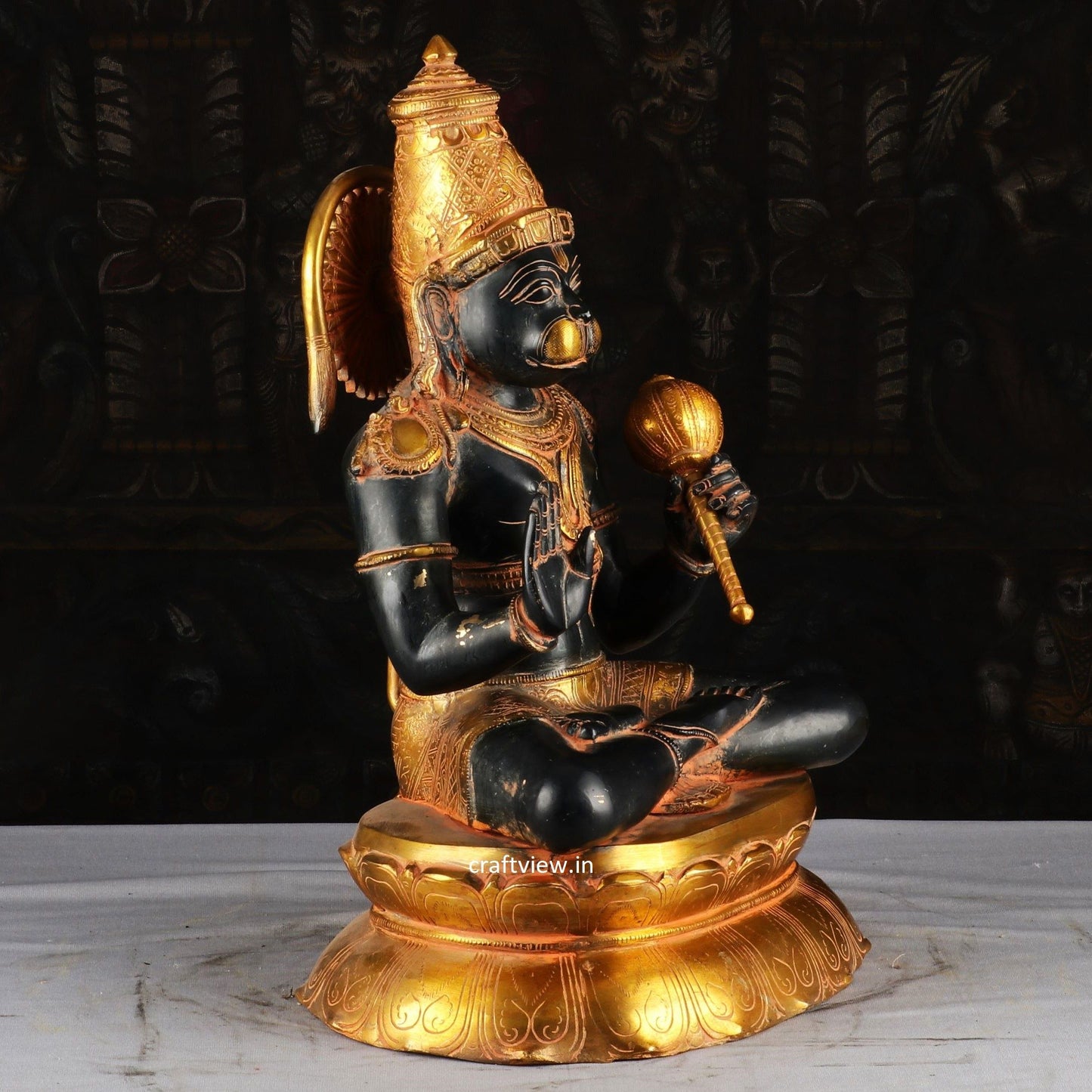 Brass Lord Hanuman is Sitting with is “Gada”16"