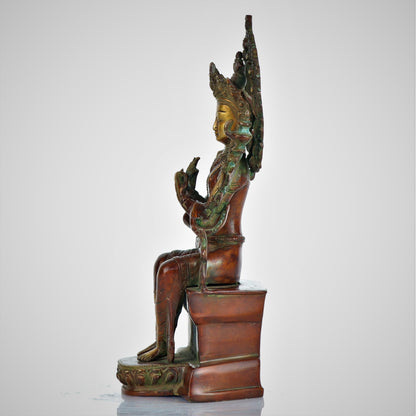 Brass Goddess Tara Decor Figurine 11"