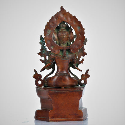 Brass Goddess Tara Decor Figurine 11"