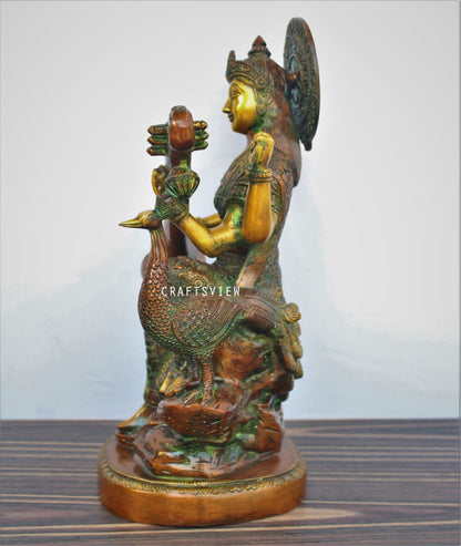 Brass Saraswati Chola Statue