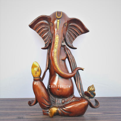 Brass Ganesh Statue Gold Butter Finished