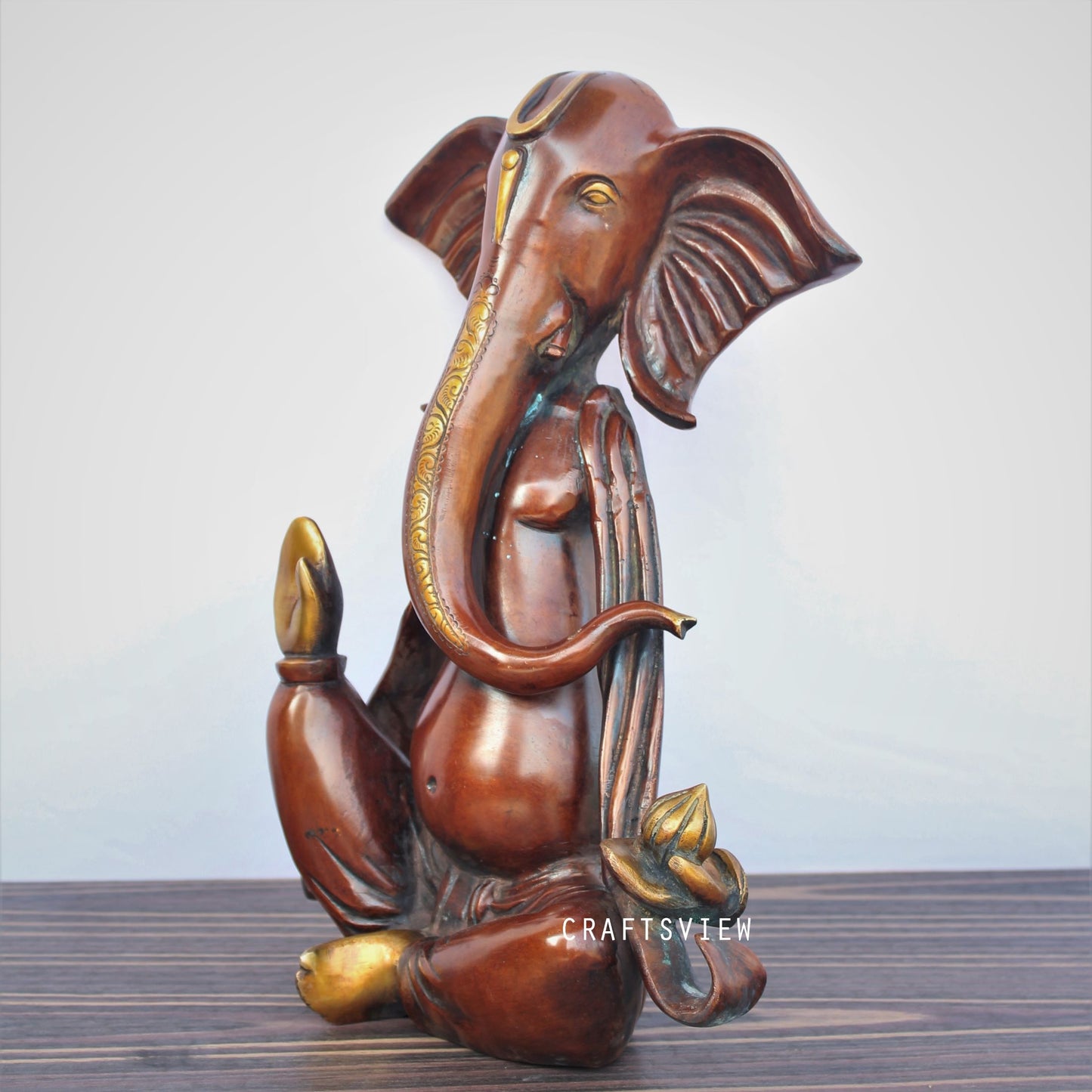 Brass Ganesh Statue Gold Butter Finished