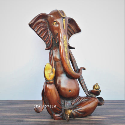 Brass Ganesh Statue Gold Butter Finished