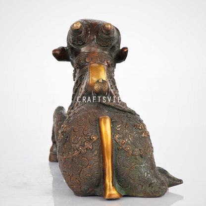 Brass Nandi meditative Statue 8"