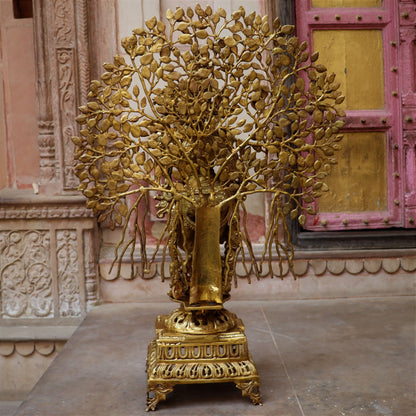 Brass Lord Krishna Statue With Tree