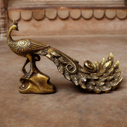 Brass Decor Peacock Figurine 7"